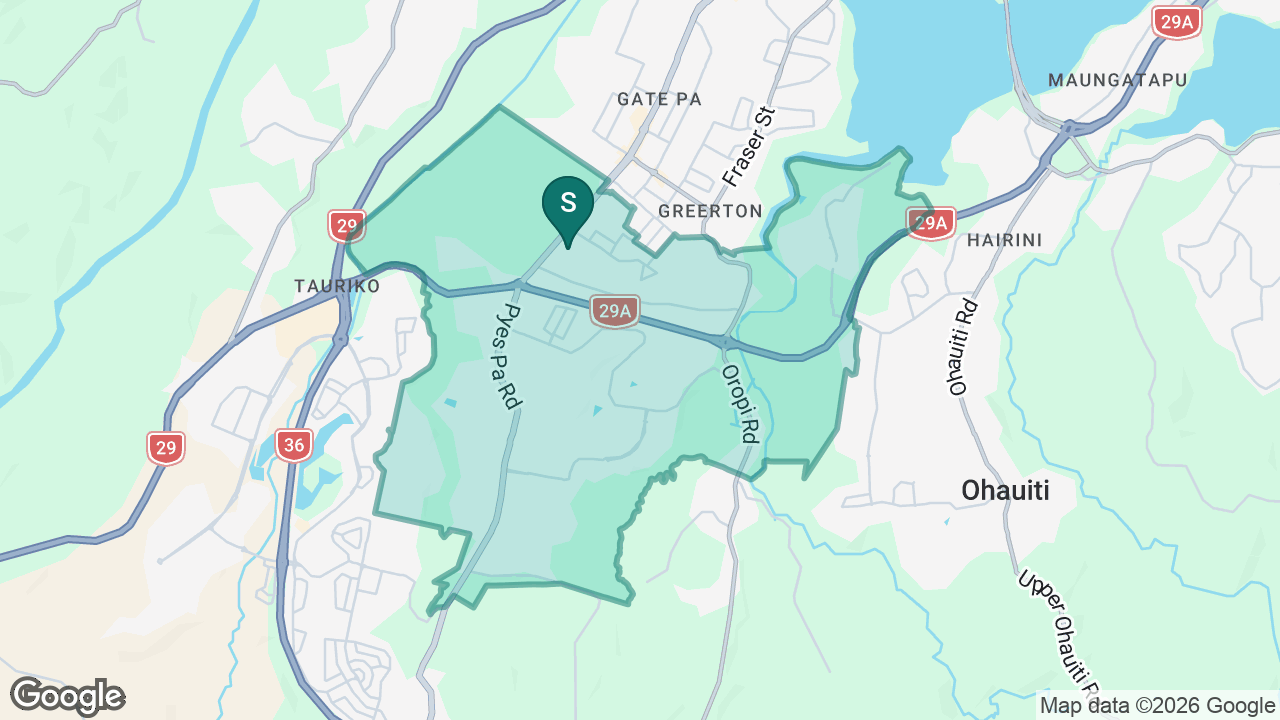 Greenpark School (Tauranga) static school zone map