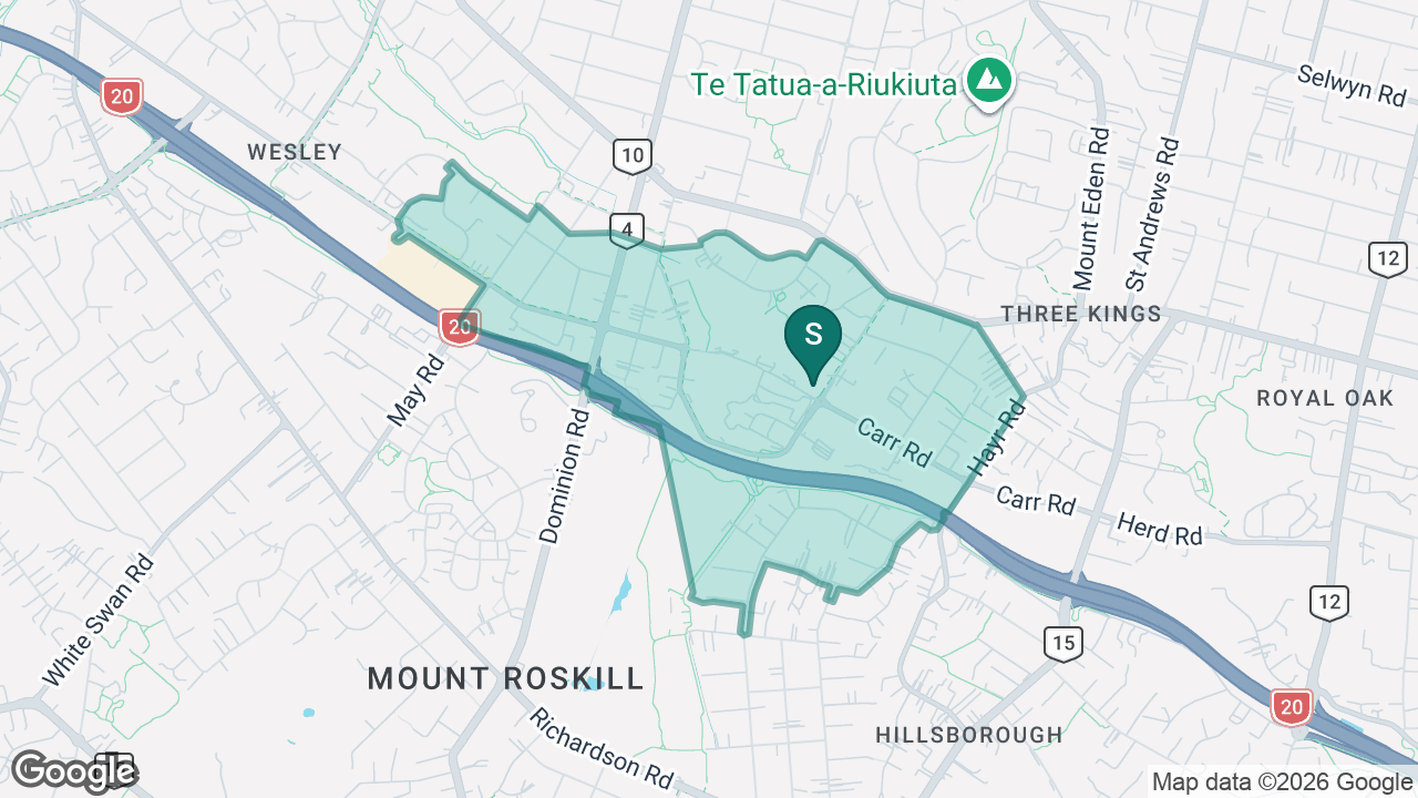 Mt Roskill Primary School static school zone map